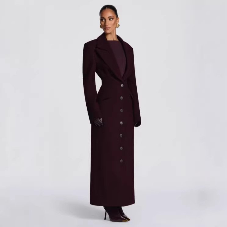 Elegant Solid-Color Lapel Coat for Women