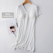 Maternity Postpartum Dress with Chest Pads and Short Sleeves for Breastfeeding