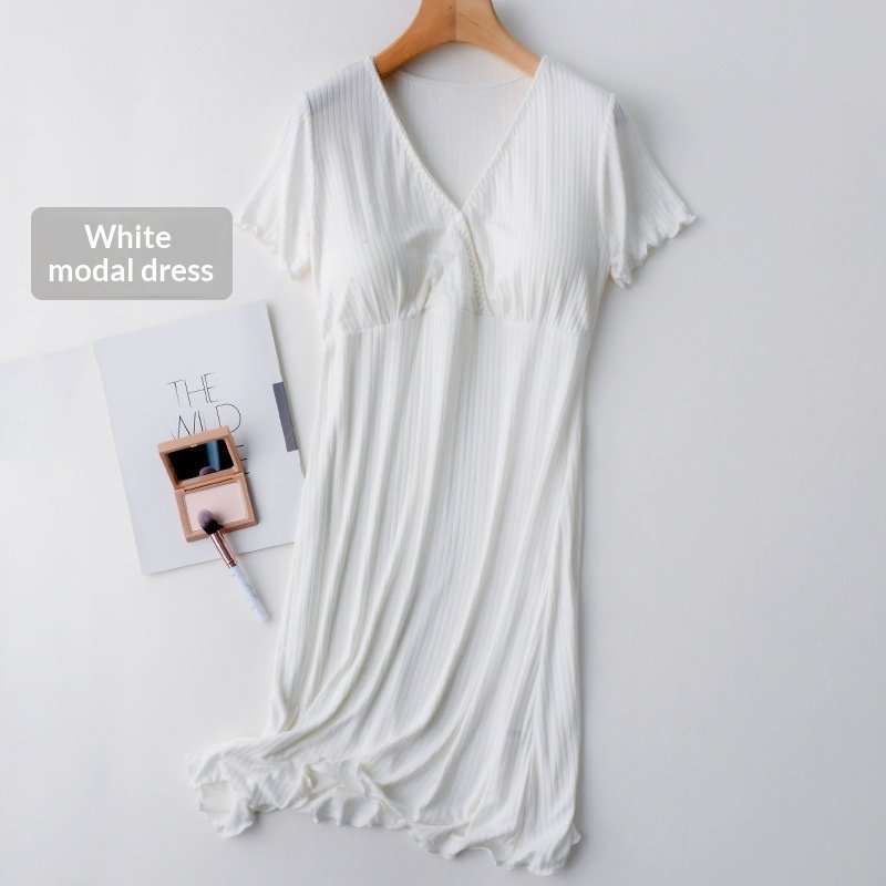 Maternity Postpartum Dress with Chest Pads and Short Sleeves for Breastfeeding