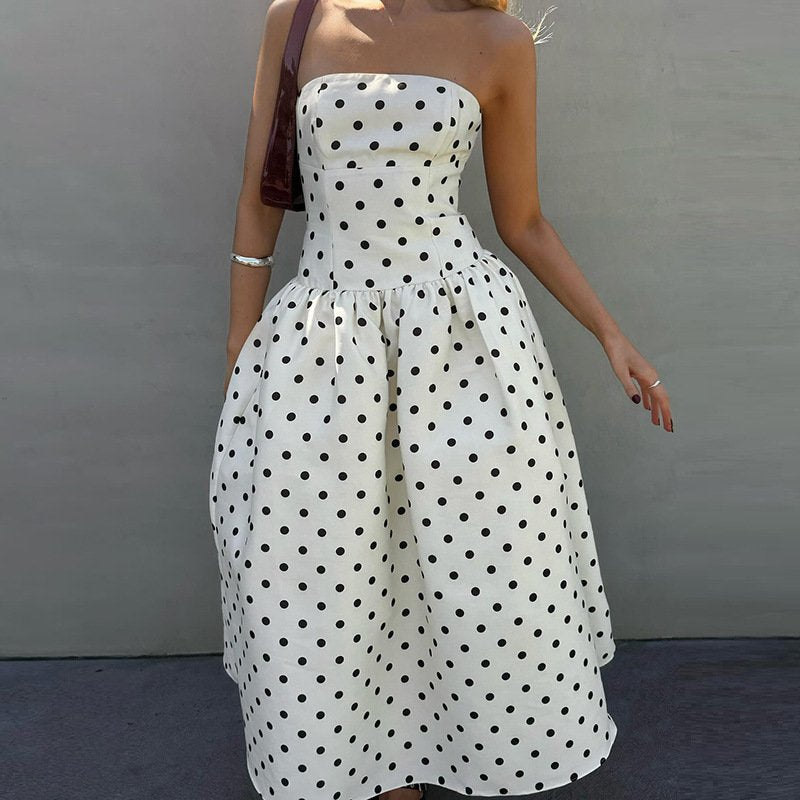 Vintage Polka Dot French Style Waist Slimming Dress