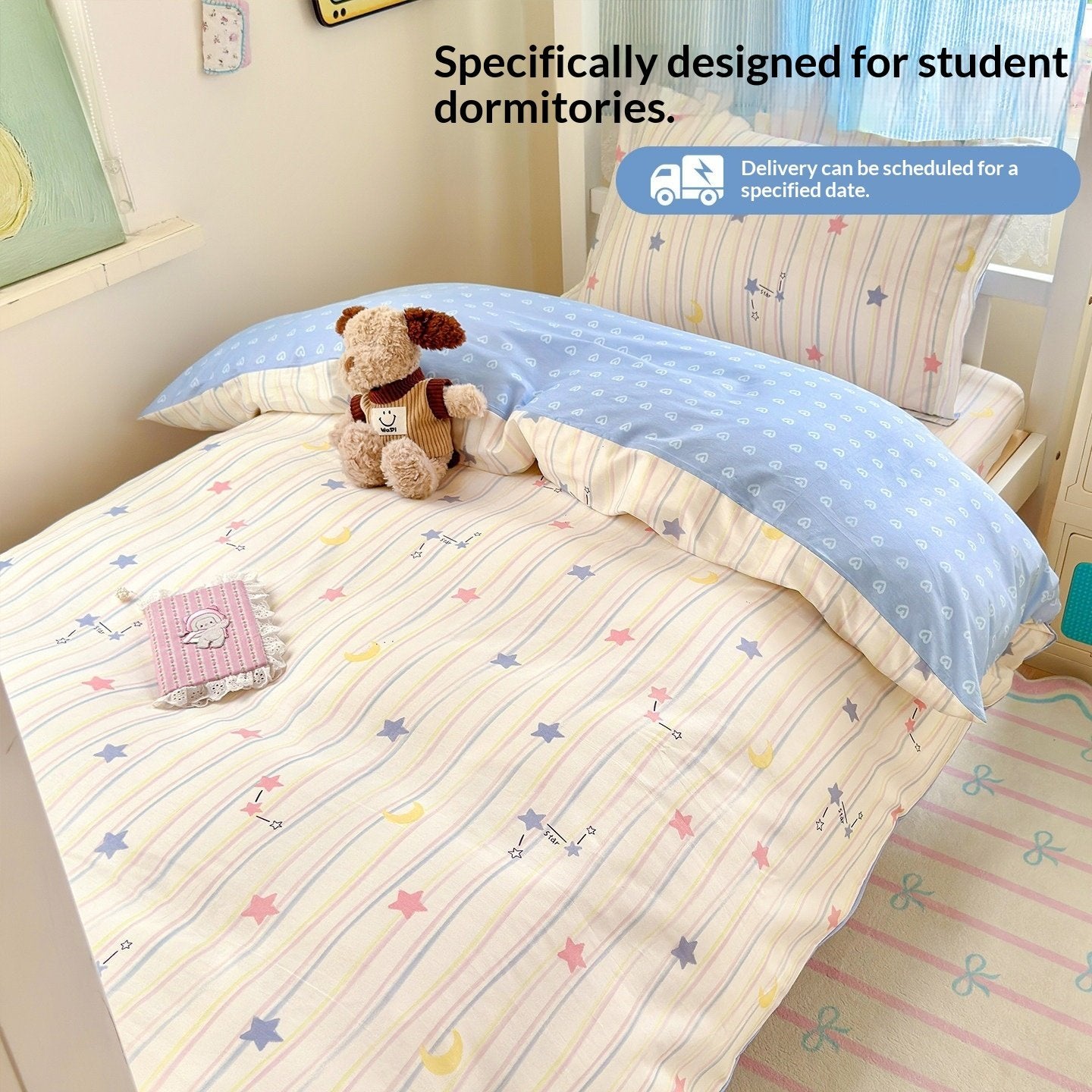 Four-Season Bed Sheet Set with Duvet Cover - Soft Cotton for All-Year Comfort