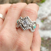 Square Ring for Women - Antique Silver