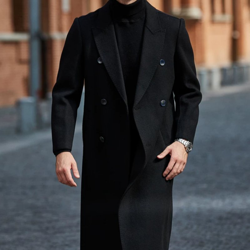 Warm Double-Faced Wool Overcoat for Men