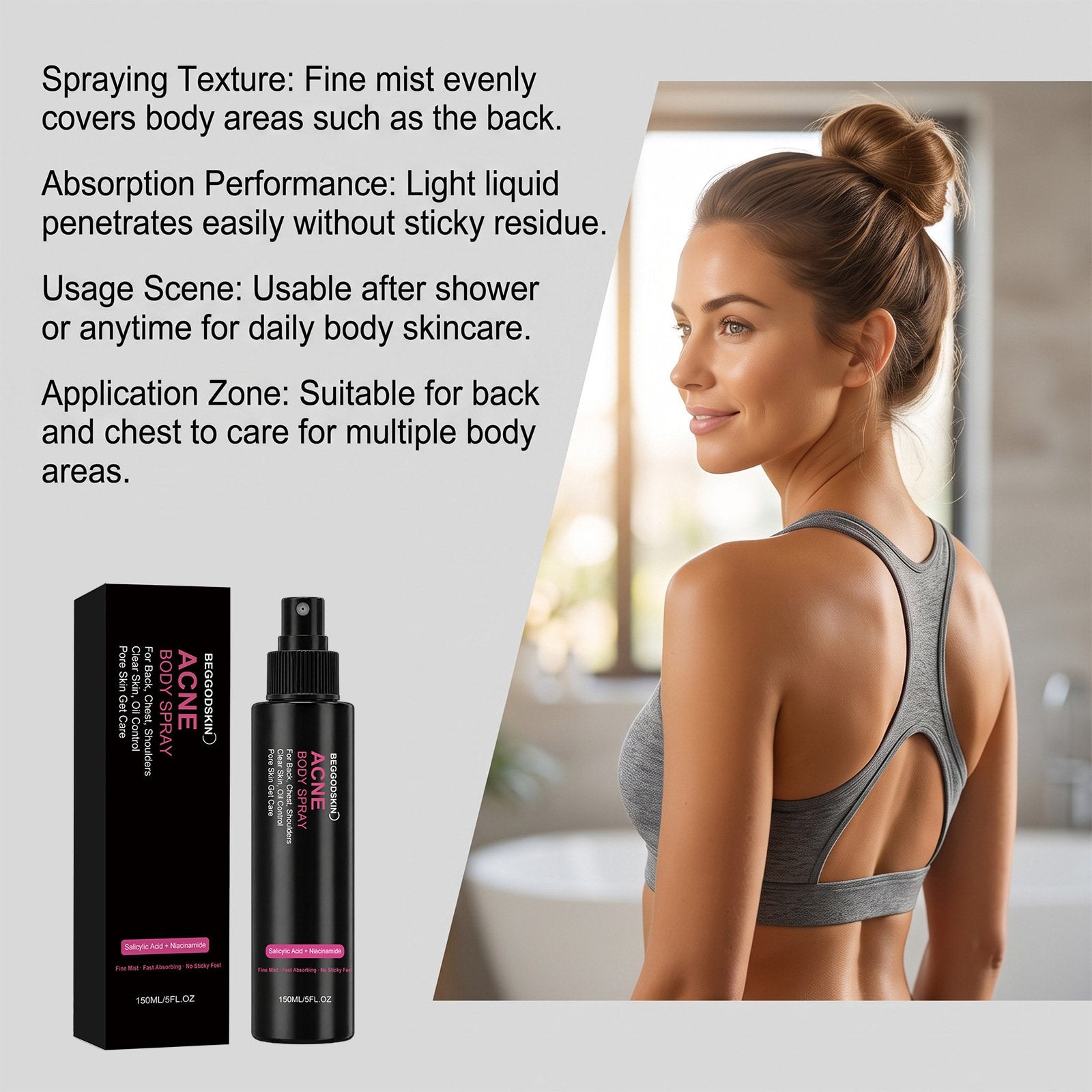 Clear Skin Body Spray - Salicylic Acid & Niacinamide Formula
