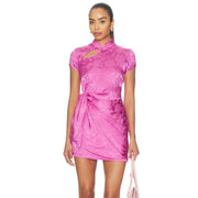 Women's Mini Cheongsam Dress with Cut-outs & Ruffles