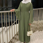 Women's Ruffled Flared-sleeve Draped Maxi Dress
