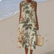 Sleeveless Printed Sundress with Pockets