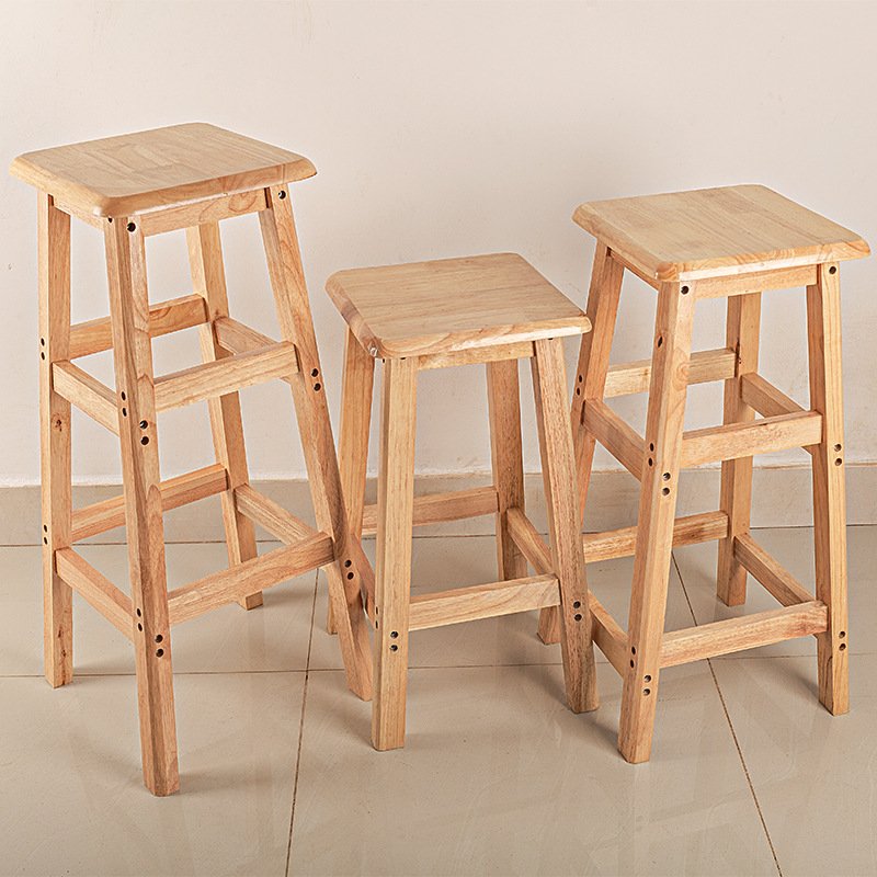 Nordic Minimalist Wooden Bar Stool