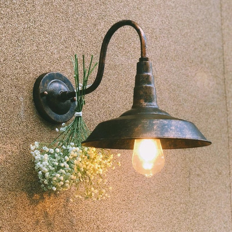 Vintage Iron Wall Lamp for Dining Room, Balcony, or Corridor
