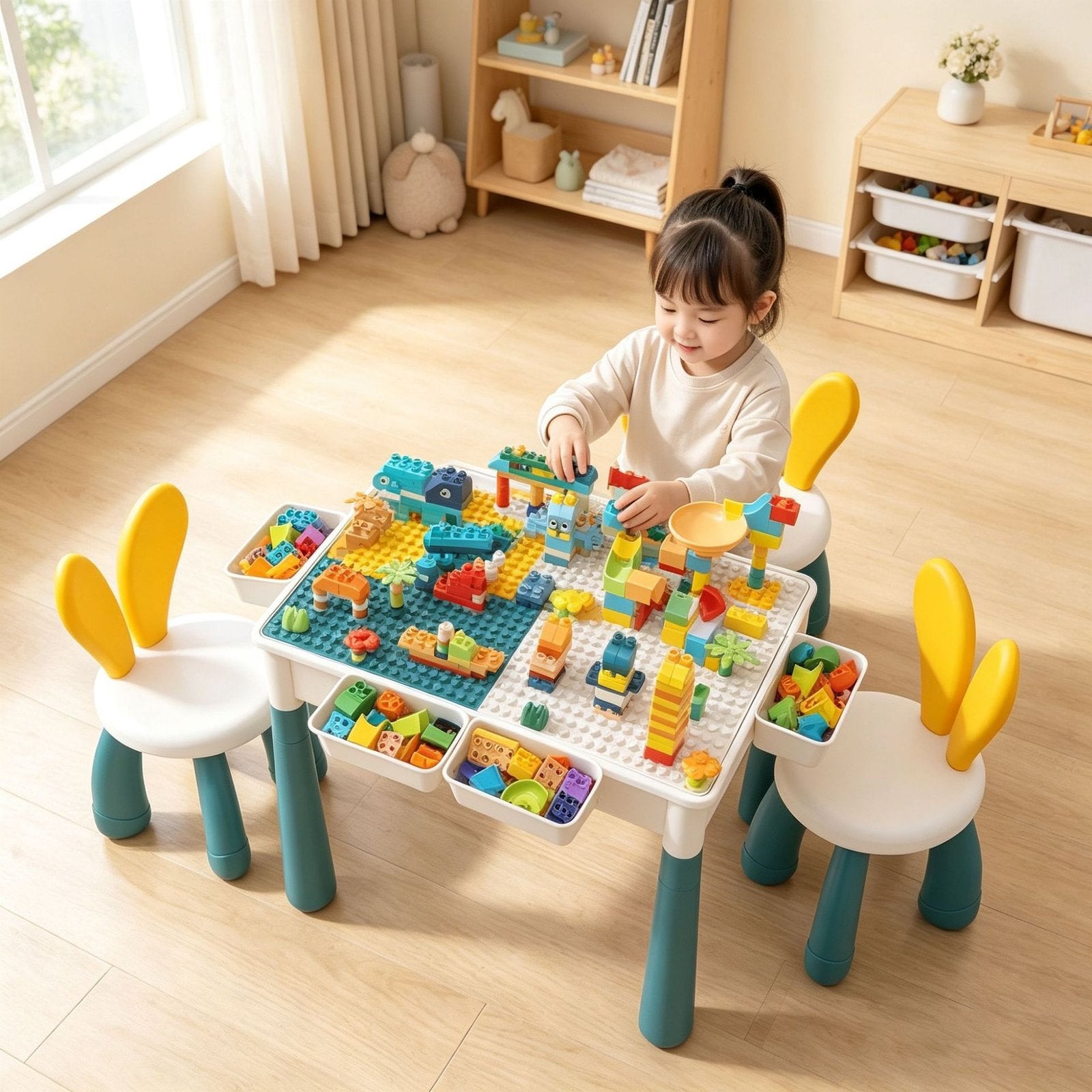 Imaginative Learning Table for Kids - 350-Piece Building Set