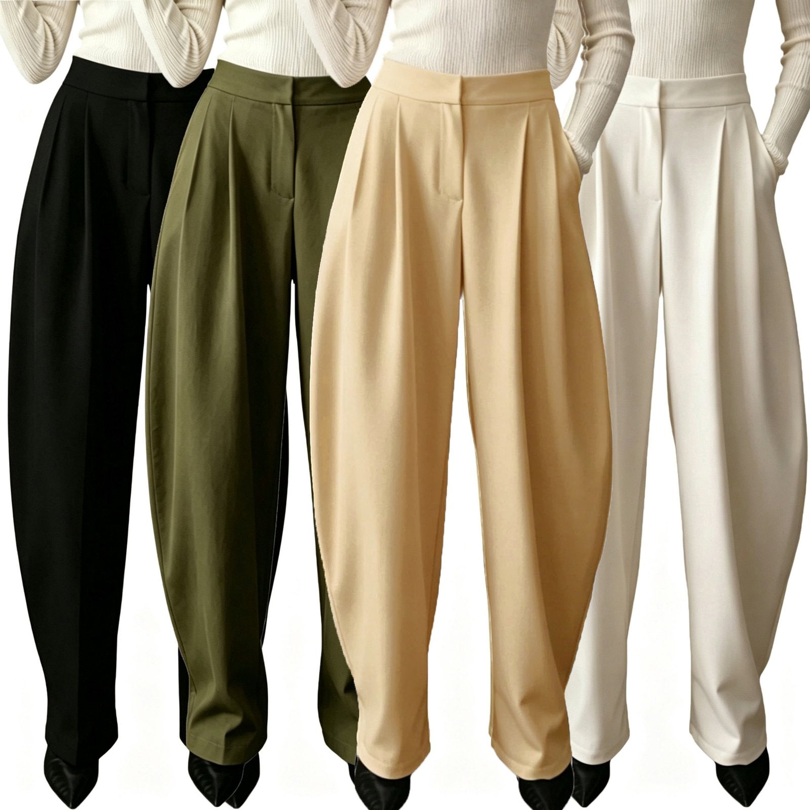 Wide-leg Professional Pants for Women - White, Black & More