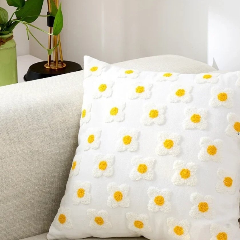 Floral Embroidered Pillow Cover Cushion Decor