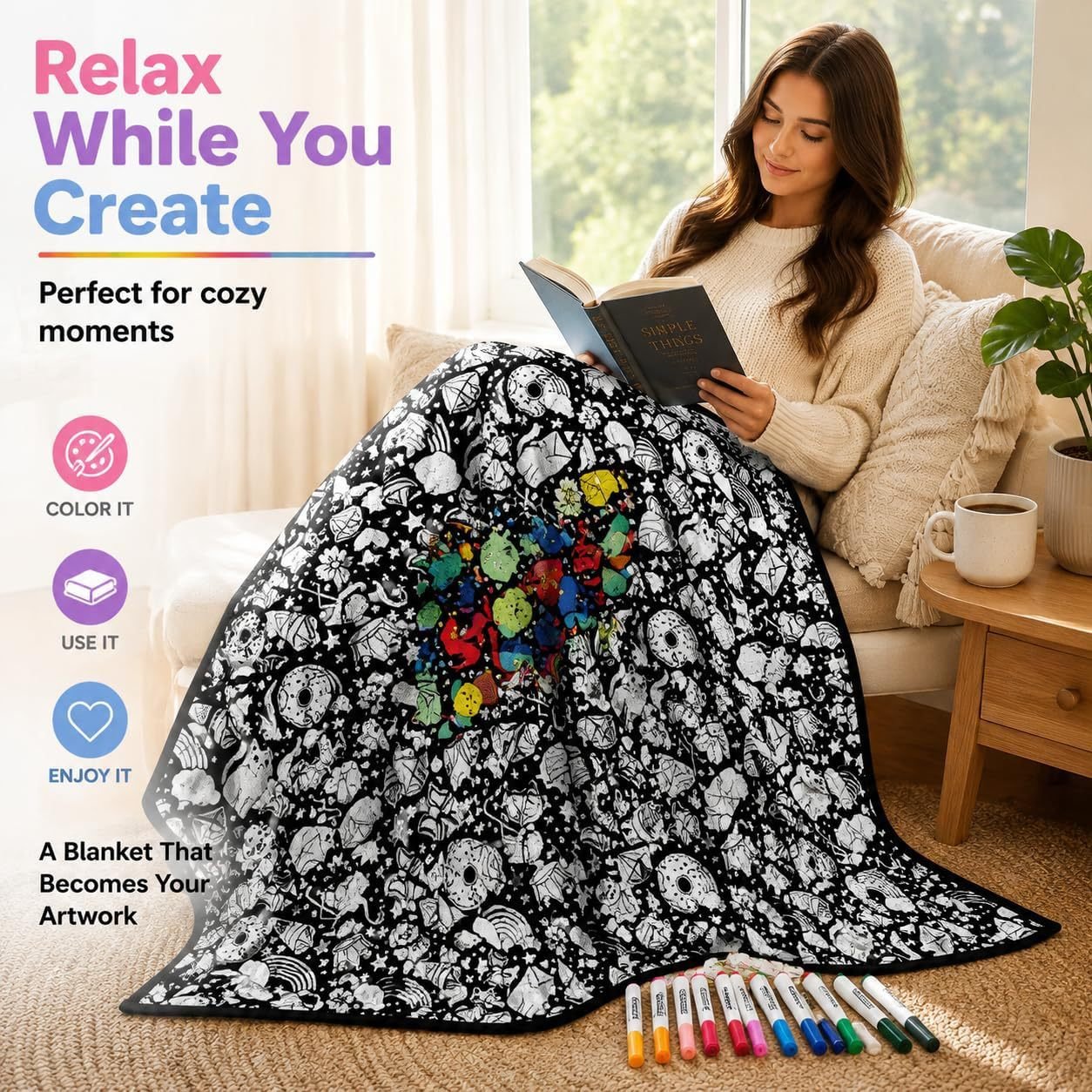 Unleash Your Creativity with Colorful Doodling Blanket