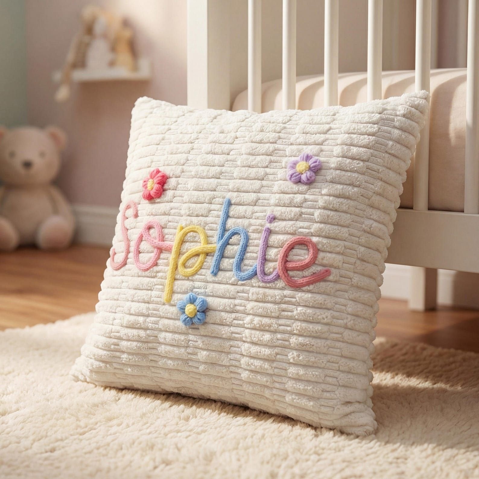 Custom Baby Pillow Cover with Personalized Embroidery