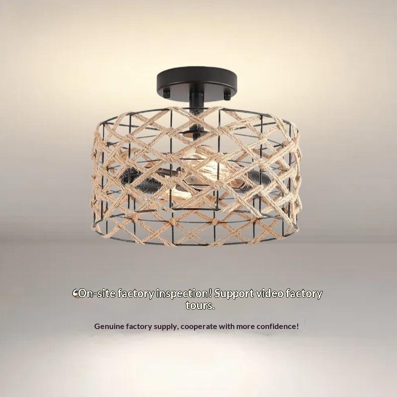 Rustic Suction Lamp with Woven Ironwork