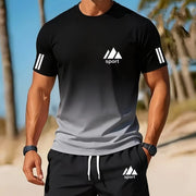 Casual Sportswear Set for Men - Breathable Crew Neck