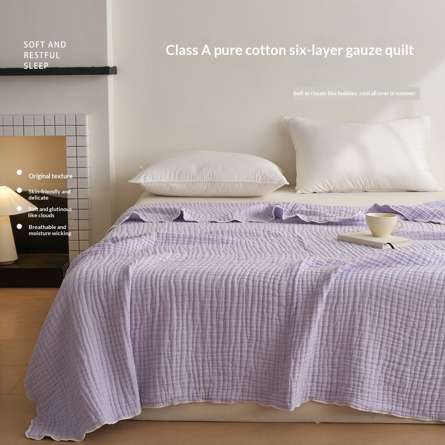 Cooling Cotton Gauze Towel Blanket - 6-Layer Summer Quilt