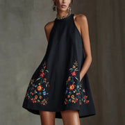 Flower Embroidery Loose Slimming Vacation Short Dress