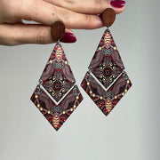 Unique Wood Earrings - Diamond Shape