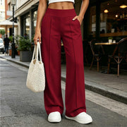 Loose-Fit High-Waisted Solid Pants for Women