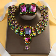 Stunning Diamond-Encrusted Heart Crystal Necklace Set