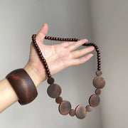 Minimalist Wood Clavicle Chain Bracelet Set
