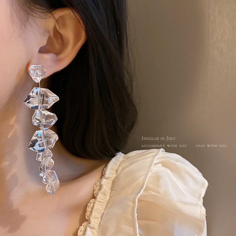 Geometric Ice Cube Earrings - Elegant Minimalist Design