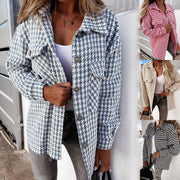 Stay Chic in Style with Houndstooth Wool Coat