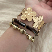 Gold & Colorful Acrylic Flower Bracelet Set for Women