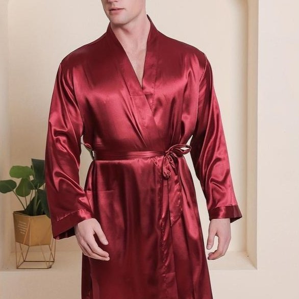 Soft Silk-like Bathrobe for Men - Relaxed Fit