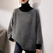 Cozy Women's Turtleneck Sweater Loose-Fit Knit Top