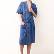 Luxurious Men's Belted Draping Pajama Bathrobe