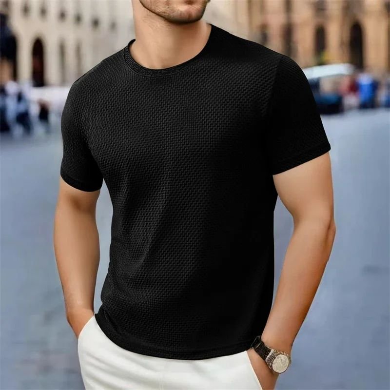 Casual Short Sleeve T-Shirts for Men - Bone Flower Print