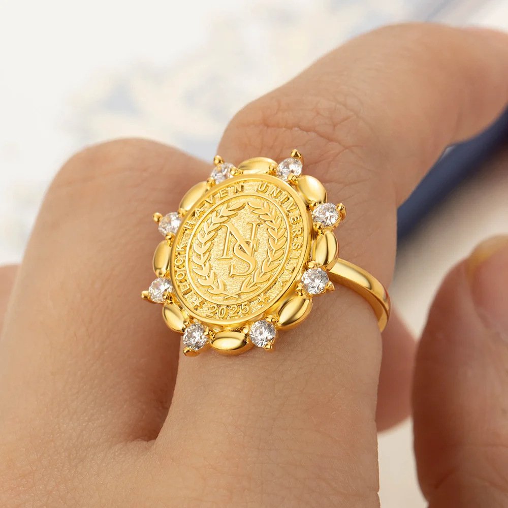 Birthstone Custom Engraved Copper Ring