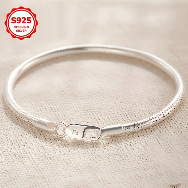 Personalized Snake-chain Bracelet for Women - Customizable Silver Plated Jewelry