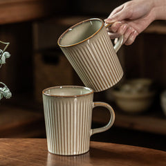 Vintage Striped Ceramic Coffee Mug