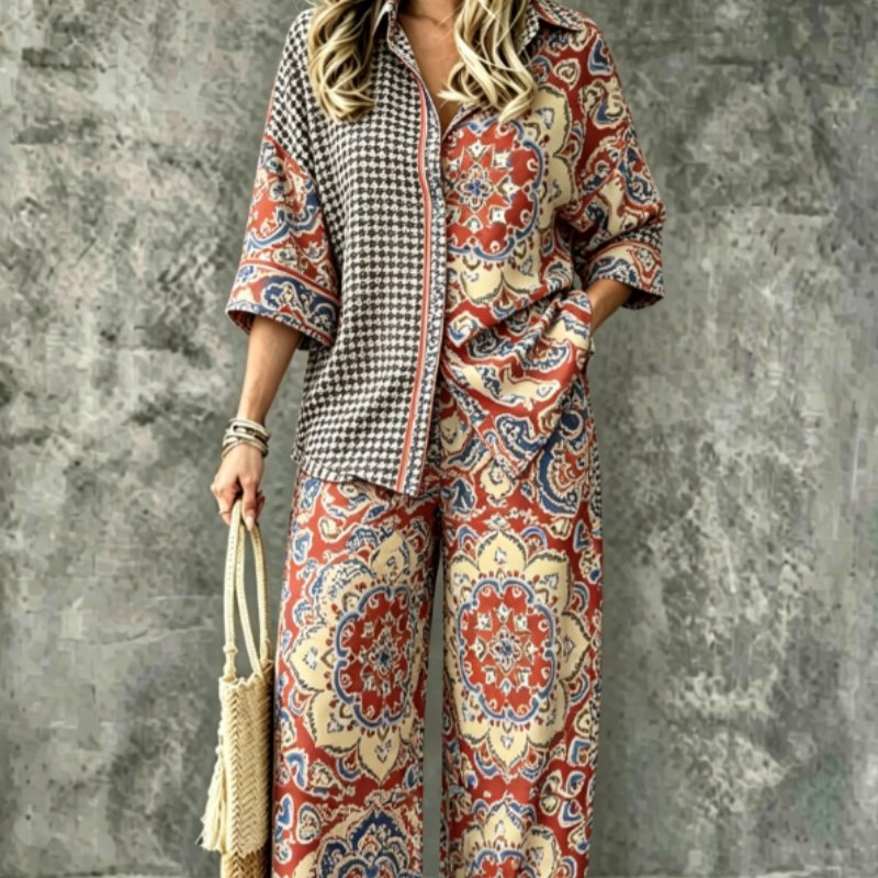Summer Digital Print Women's Shirt Set
