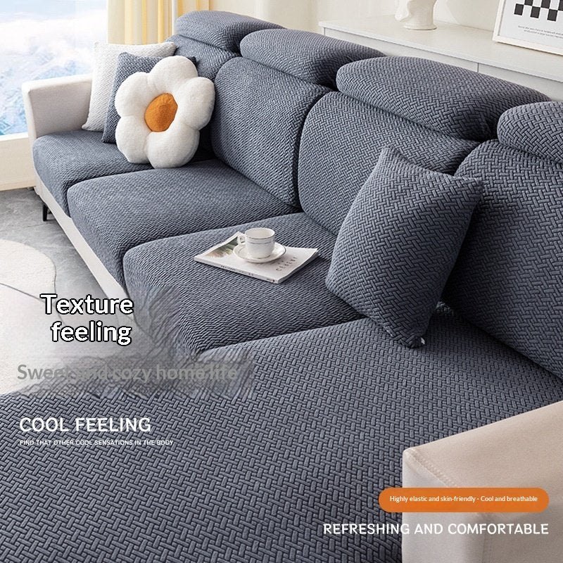 Fleece-Lined Sofa Cover with Non-Slip Bottom