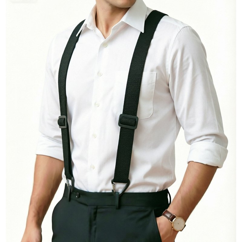 Elastic Suspenders for Work, 4-Clip Men's Belt