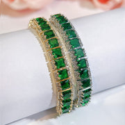 Geometric Olive Green Square Diamond Women's Bracelet