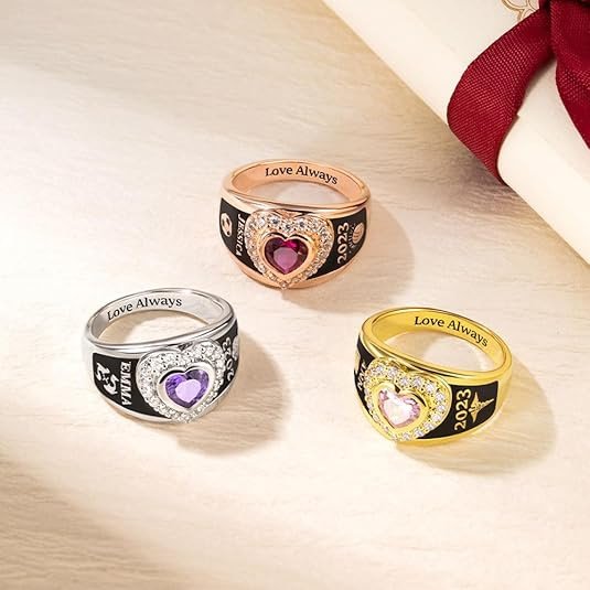 Custom Engraved College Class Ring for Women