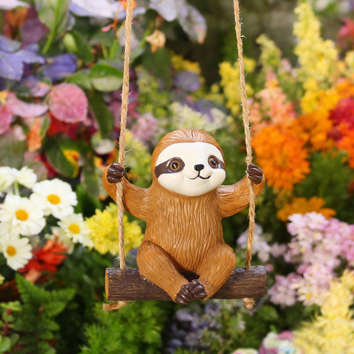Rustic Sloth Swing Garden Decoration