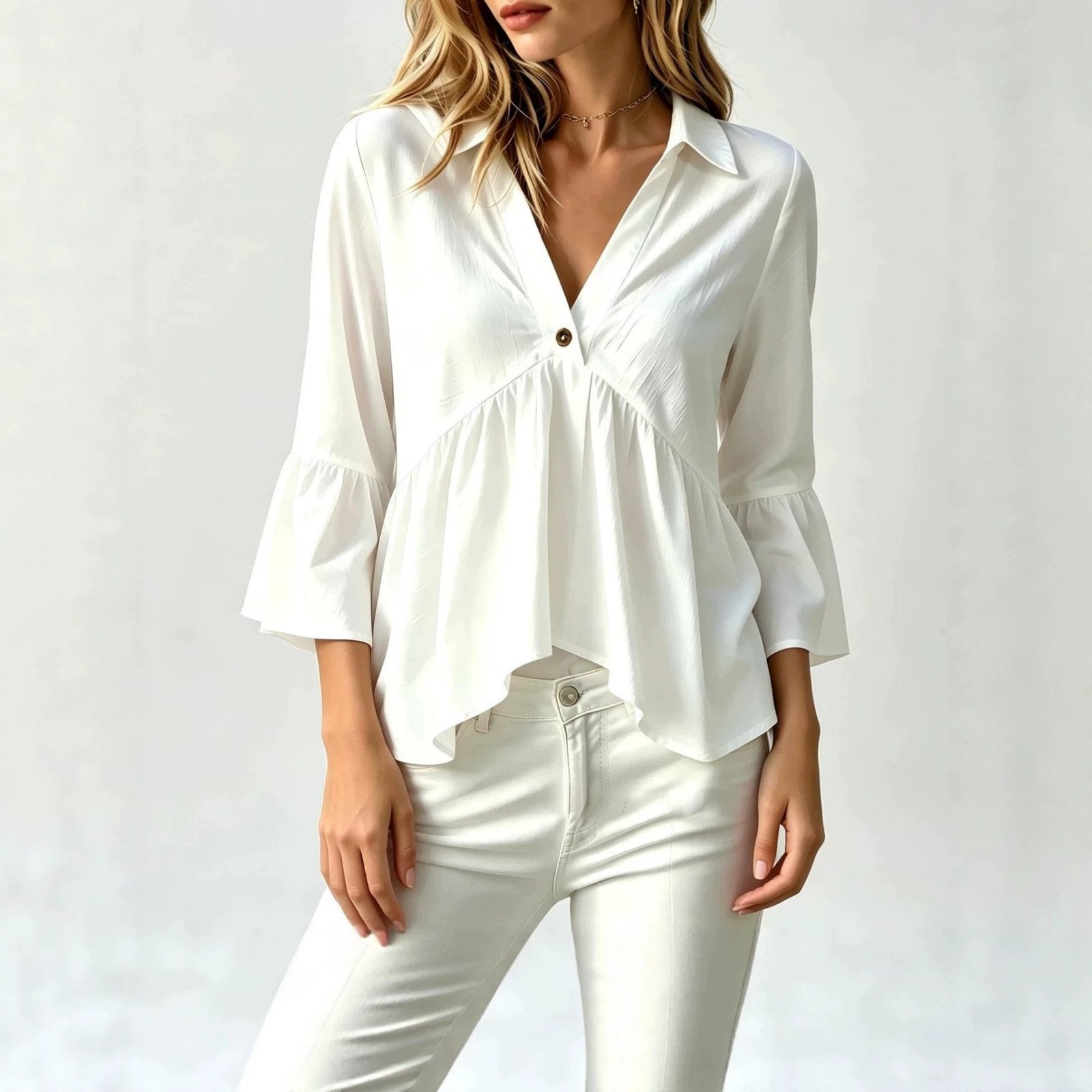 Classic Ruffled Sleeve Blouse for Women
