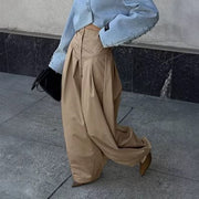 Trendy Wide-leg Street Pants for Women - Loose Fit Cropped