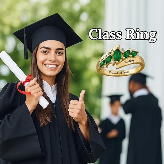 Birthstone Diamond Studded Girls' Class Ring