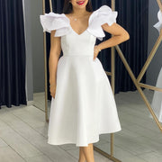 Yellow Ruffled A-Line Dress for Banquets & Parties