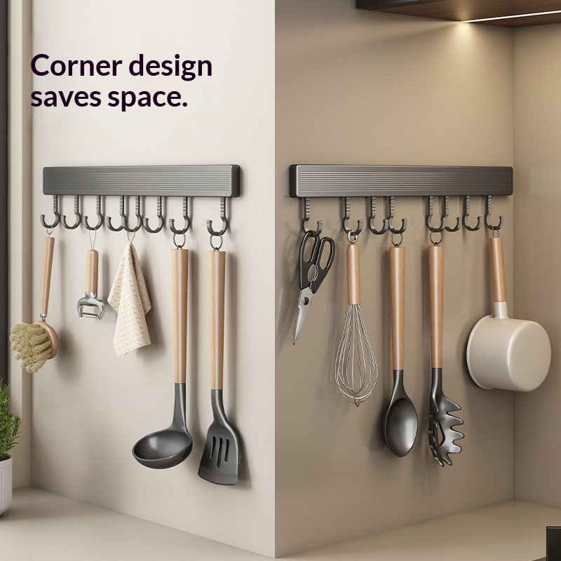 Space-Saving Wall-Mounted Hook for Kitchen Storage