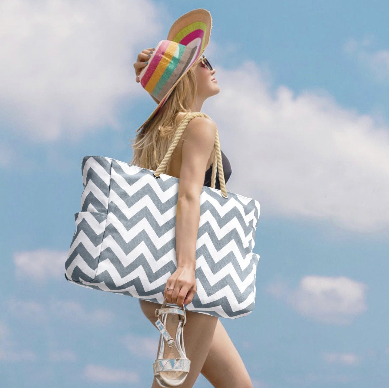 Wave Pattern Beach Tote Bag for Women