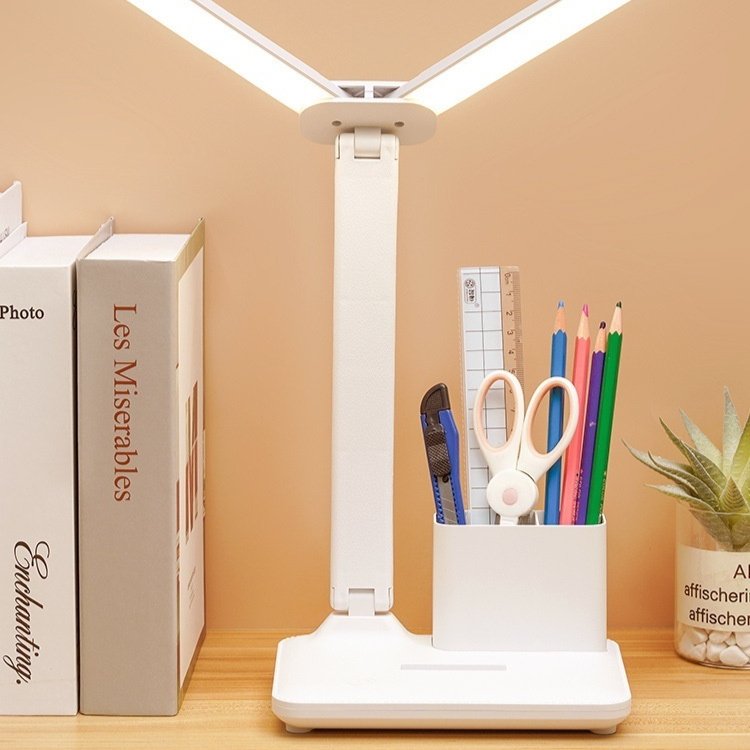 Dual-Head Desk Lamp with USB Charging Station