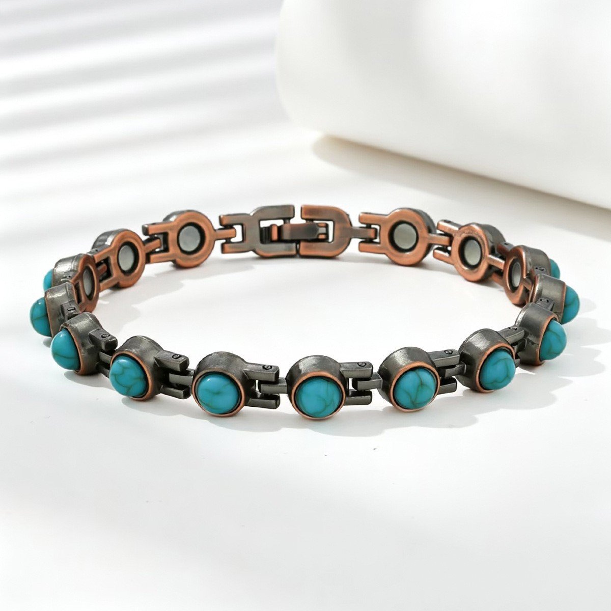 Adjustable Magnetic Turquoise Cuff Bracelet